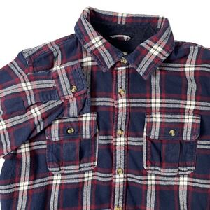 Fat Face Flannel Shirt Men XXL Plaid Navy Red Heavyweight Cabin Lumberjack